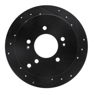Hyundai Santa Fe Brake Rotor (1) - Rear Right - R1 Concepts - Drilled & Slotted - Black - `01-`16